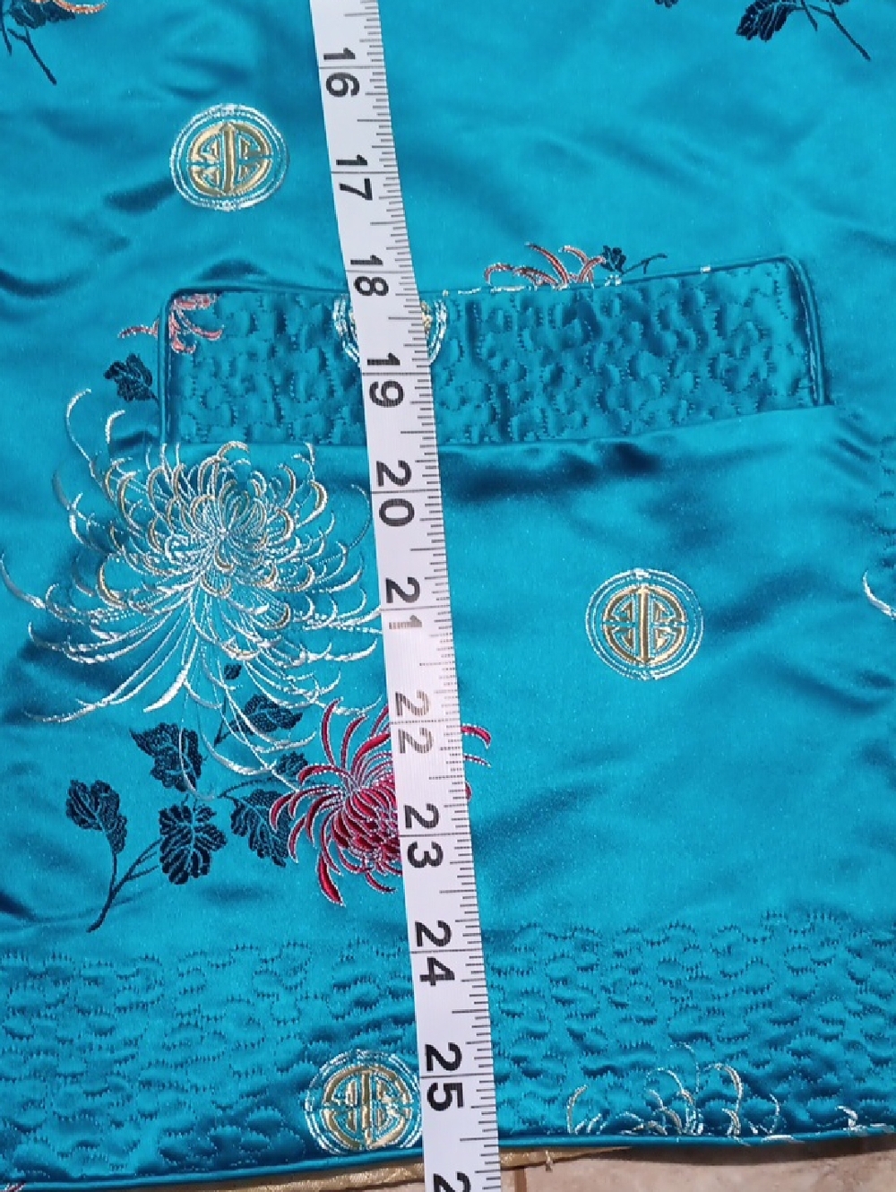 Feliz Squirrel Turquoise Floral Satin Reversible Jacket - Picture 13 of 13